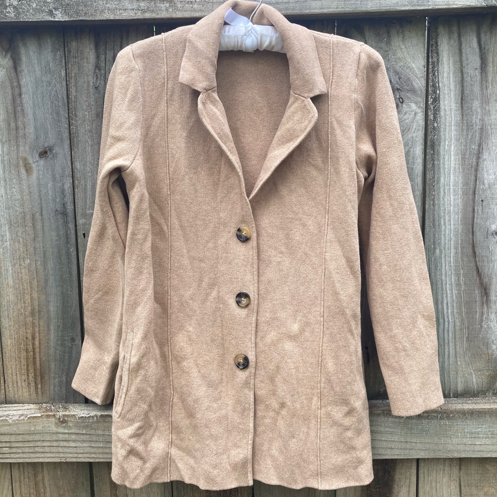 J. Jill tan knit blazer